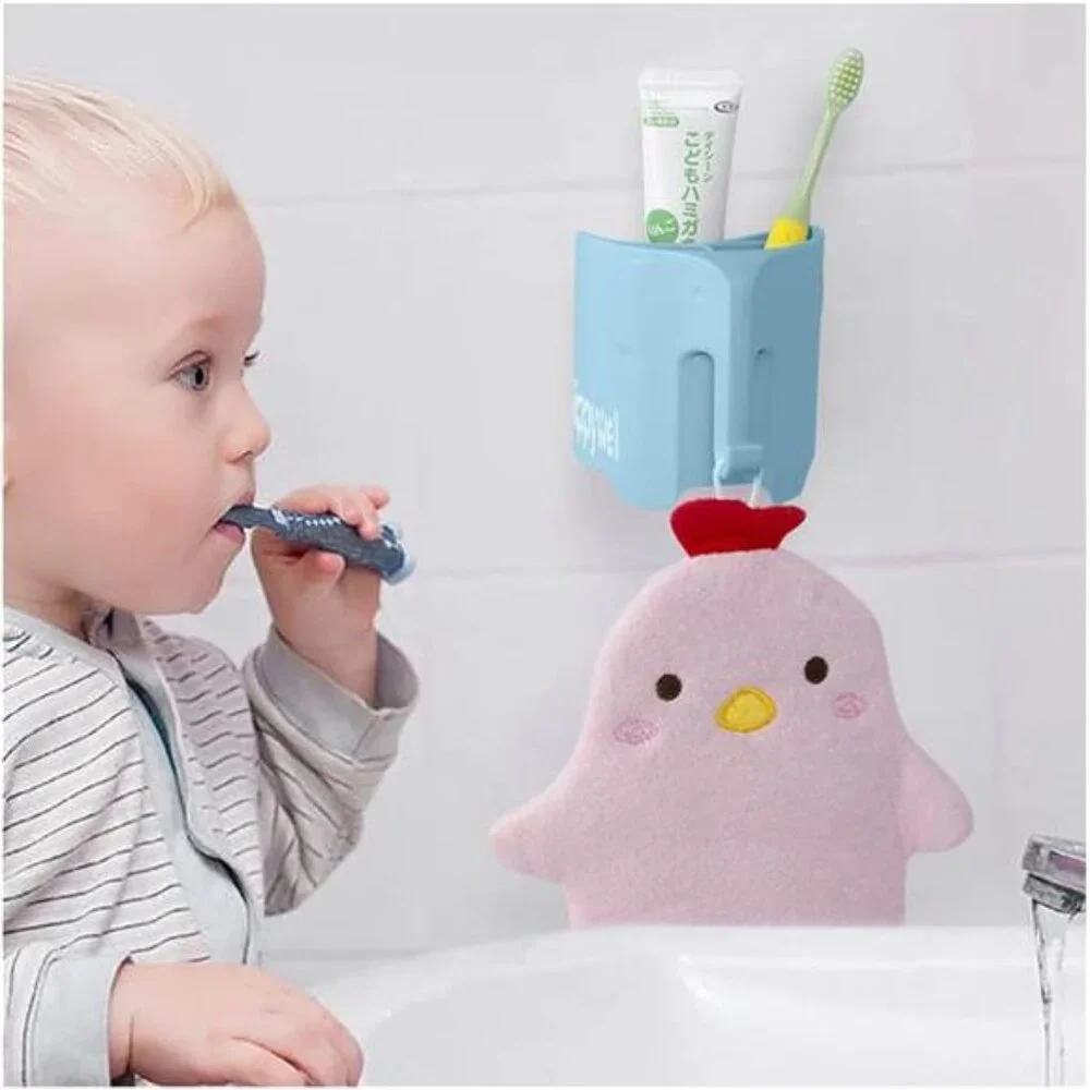 Kids Toothbrush Holder Elephant Bathroom Organizer Suction Wall Toddler Hook